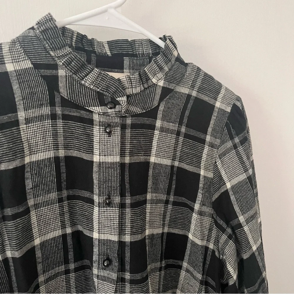 Sezane Capri Flannel Shirtdress Mini Wrap Washington Check French Academia 40 - Picture 4 of 16